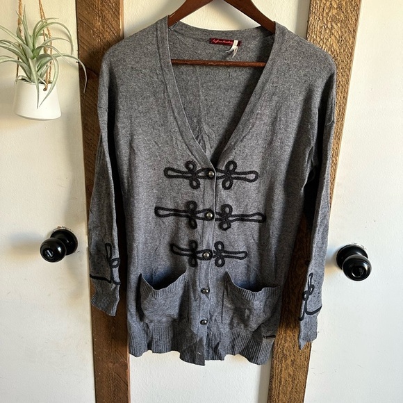 Left On Houston Vintage Style Cardigan Sweater Gray Black Women’s XS - Picture 4 of 11
